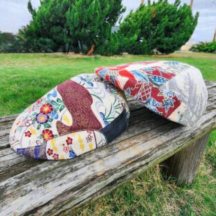 【セミオーダー】 ボタニカル柄ウール着物からベレー帽